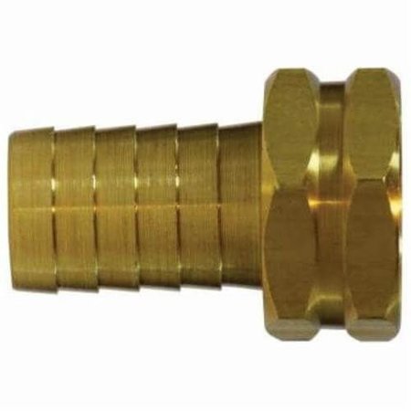 MIDLAND METAL Hose Swivel Adapter, Adapter, 1 x 34 Nominal, Barb x FGH, 118 Hex, 75 psi, 35 to 100 deg F, Bras 30044